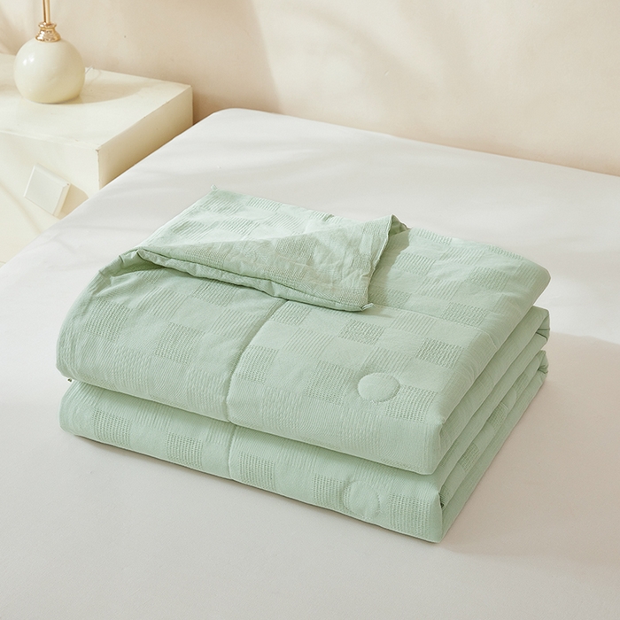 91家纺网 家纺一手货源 找家纺 阳光被业 2026新款100%纯棉大提花夏凉被大豆空调被 全棉春秋被学生棉被 浅草绿