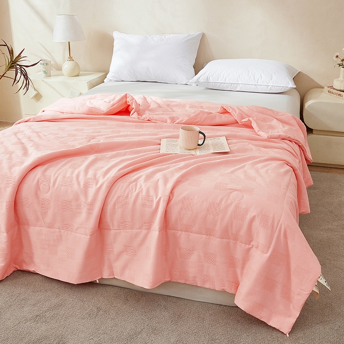 91家纺网 家纺一手货源 找家纺 阳光被业 2026新款100%纯棉大提花夏凉被大豆空调被 全棉春秋被学生棉被 玉色