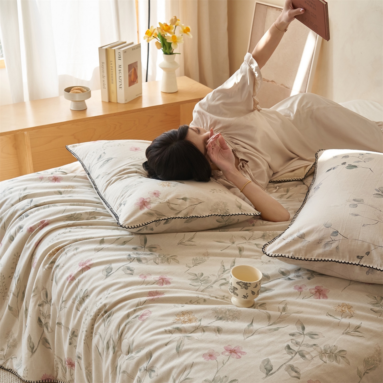 91家纺网 家纺一手货源 找家纺 （总）恬思语家纺 2026春夏新款棉麻印花棉花夏被空调被夏凉被四件套花卉系列