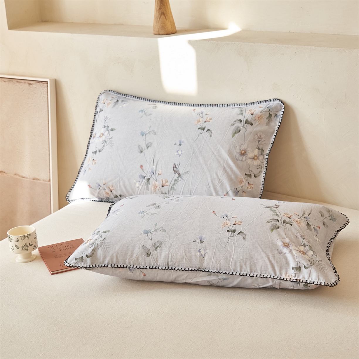 91家纺网 家纺一手货源 找家纺 恬思语家纺 2026春夏新款棉麻印花棉花夏被空调被夏凉被四件套花卉系列 蓝汐