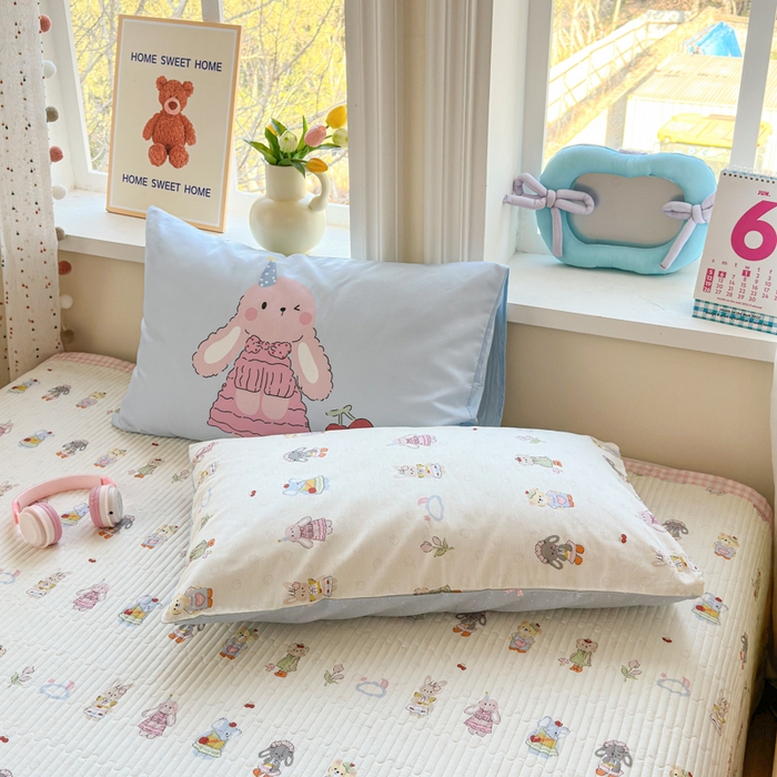 91家纺网 家纺一手货源 找家纺 Sweet dreams甜梦 2026新款小清新卡通全棉纯棉印花床盖四件套 小动物