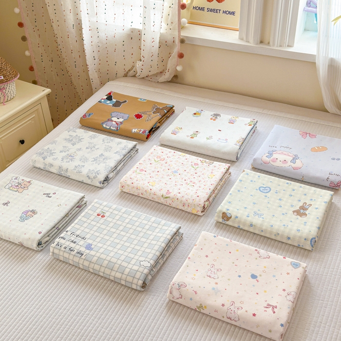 91家纺网 家纺一手货源 找家纺 Sweet dreams甜梦 2026新款小清新卡通全棉纯棉印花床盖四件套 组合图仅做展示不可下单