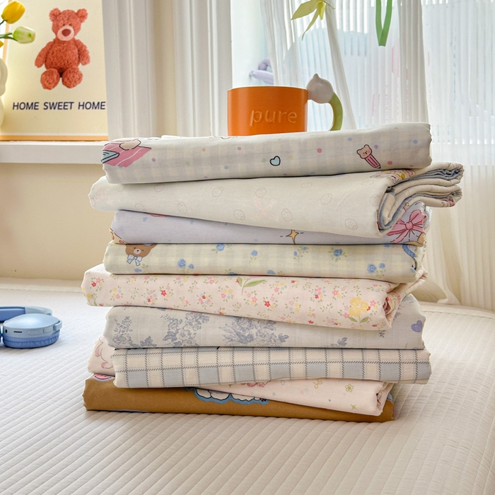 91家纺网 家纺一手货源 找家纺 Sweet dreams甜梦 2026新款小清新卡通全棉纯棉印花床盖四件套 组合图仅做展示不可下单