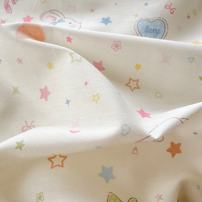 91家纺网 家纺一手货源 找家纺 Sweet dreams甜梦 2026新款小清新卡通全棉纯棉印花床盖四件套 星星小兔