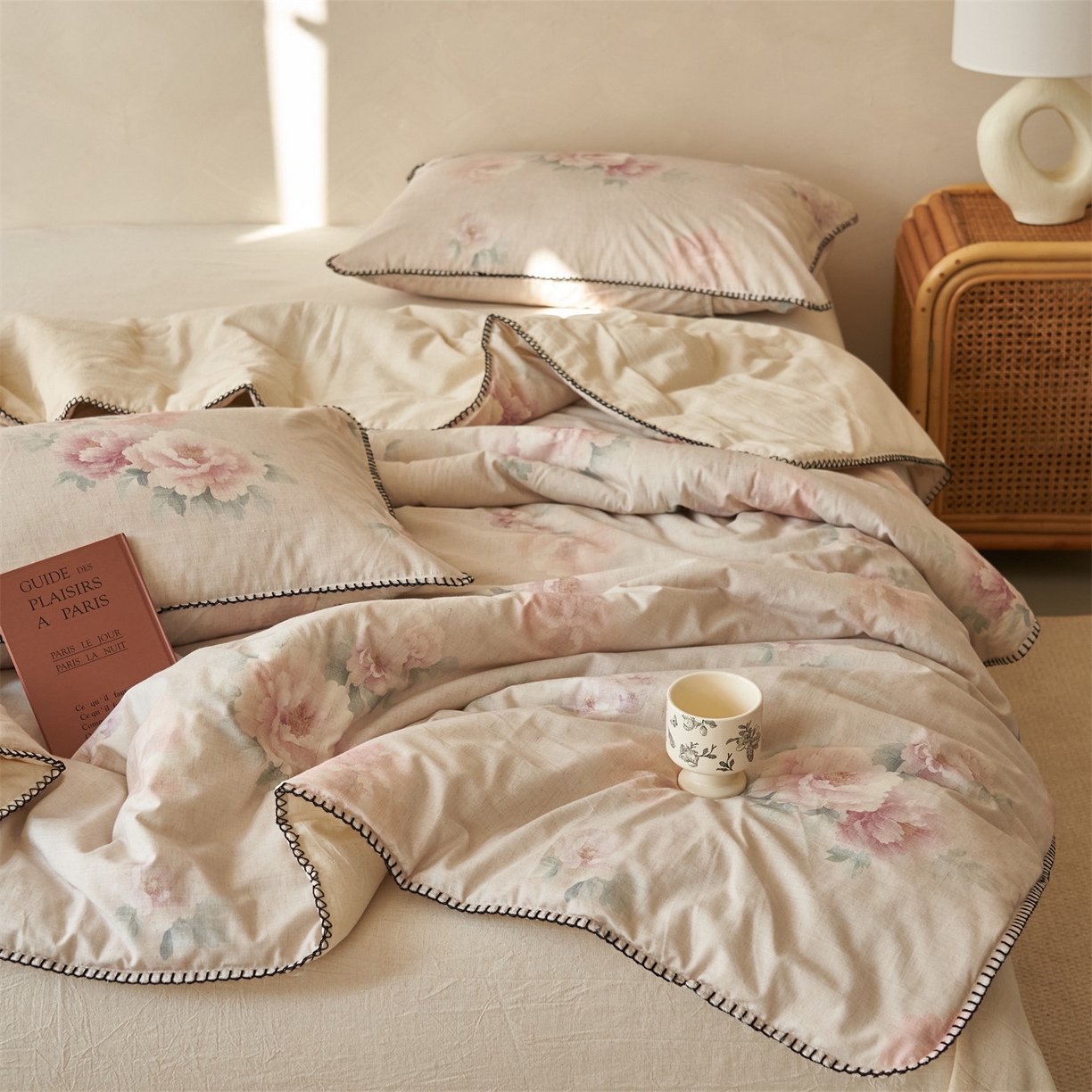 91家纺网 家纺一手货源 找家纺 恬思语家纺 2026春夏新款棉麻印花棉花夏被空调被夏凉被四件套花卉系列 花香