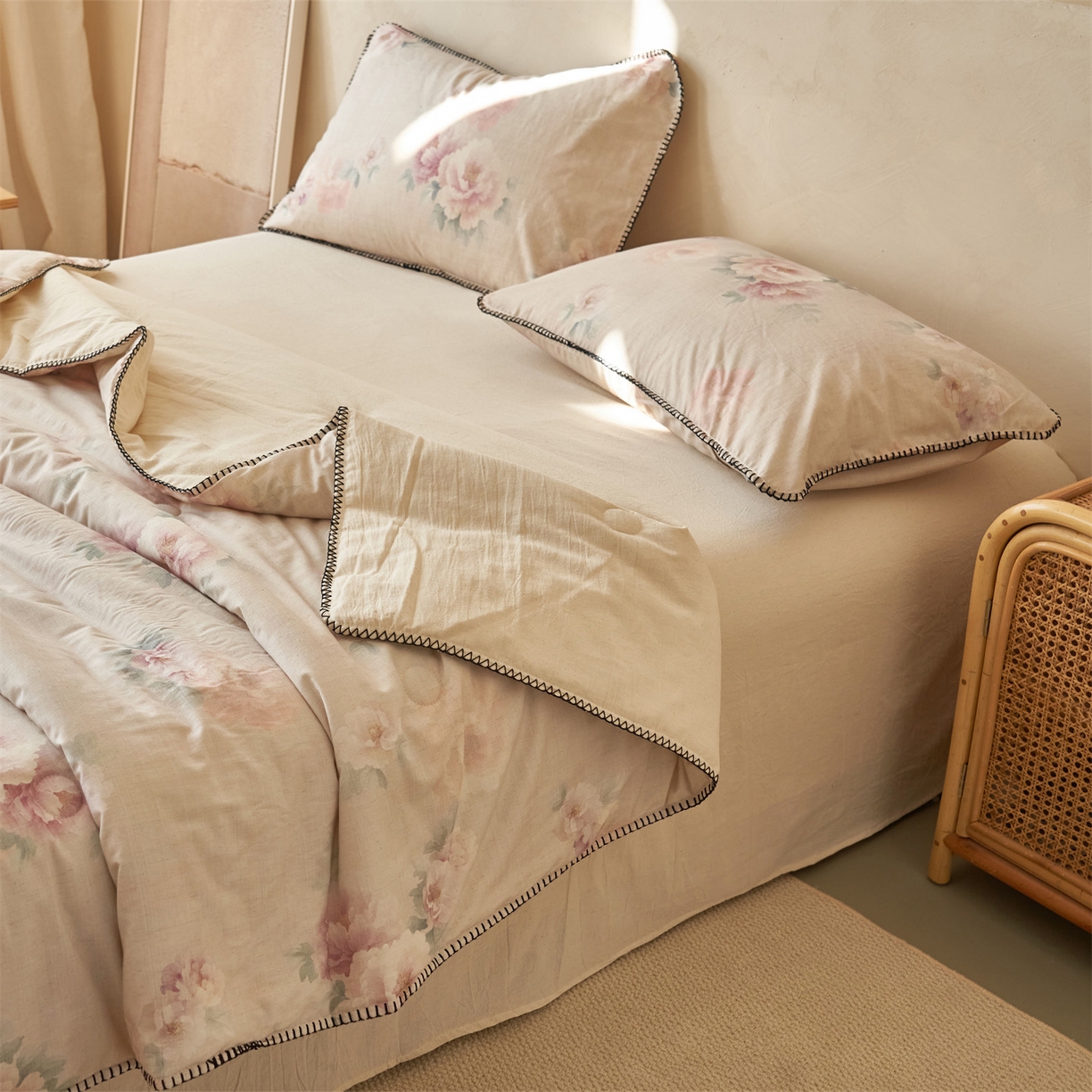 91家纺网 家纺一手货源 找家纺 恬思语家纺 2026春夏新款棉麻印花棉花夏被空调被夏凉被四件套花卉系列 花香