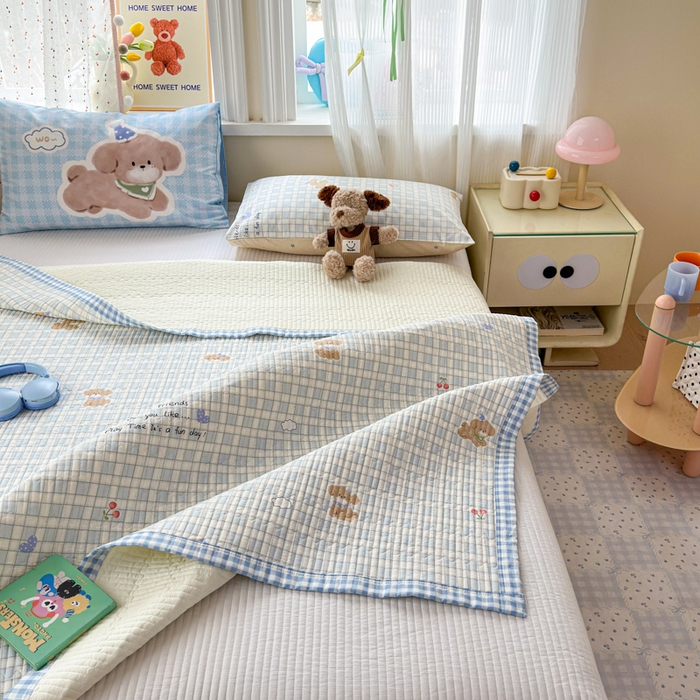 91家纺网 家纺一手货源 找家纺 Sweet dreams甜梦 2026新款小清新卡通全棉纯棉印花床盖四件套 樱桃小狗