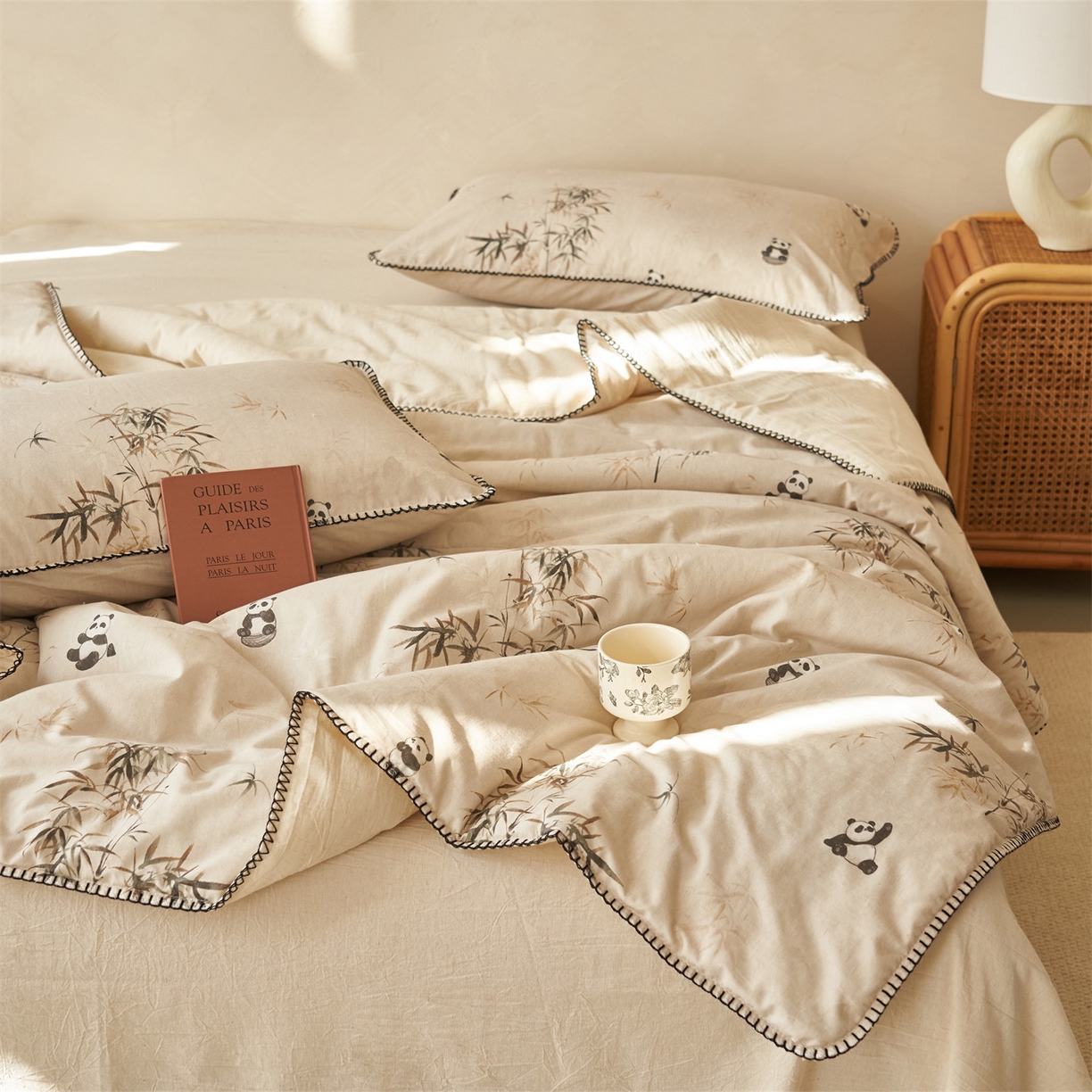 91家纺网 家纺一手货源 找家纺 恬思语家纺 2026春夏新款棉麻印花棉花夏被空调被夏凉被四件套花卉系列 竹韵