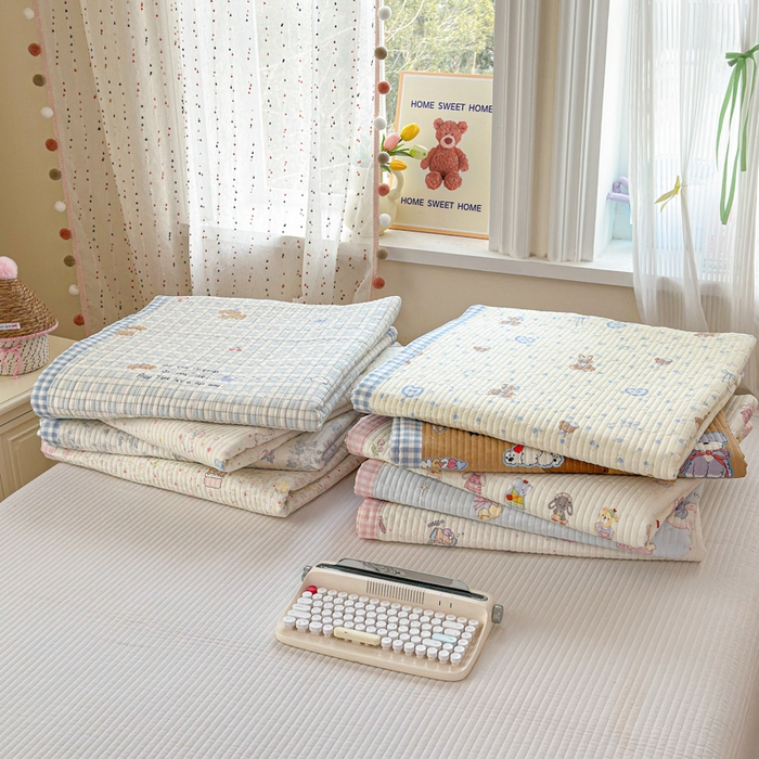 91家纺网 家纺一手货源 找家纺 Sweet dreams甜梦 2026新款小清新卡通全棉纯棉印花床盖四件套 组合图仅做展示不可下单