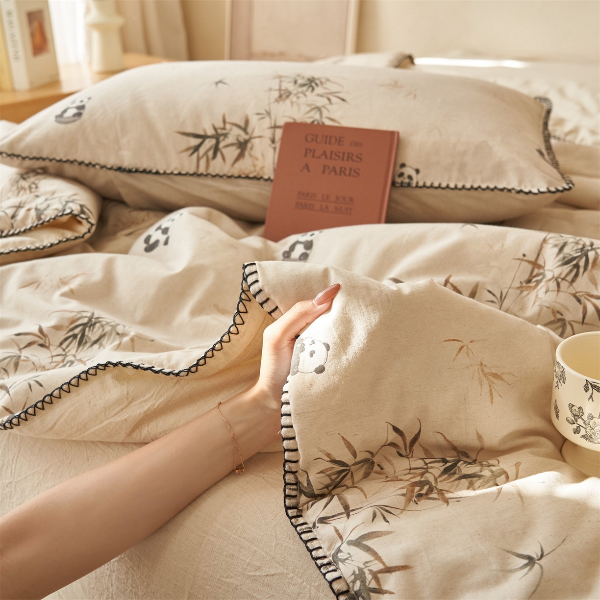 91家纺网 家纺一手货源 找家纺 恬思语家纺 2026春夏新款棉麻印花棉花夏被空调被夏凉被四件套花卉系列 竹韵