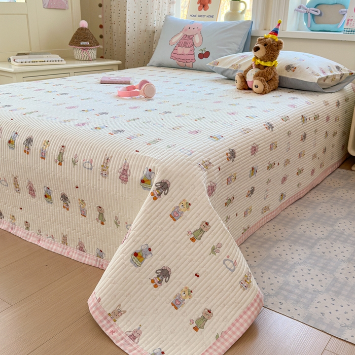 91家纺网 家纺一手货源 找家纺 Sweet dreams甜梦 2026新款小清新卡通全棉纯棉印花床盖四件套 小动物