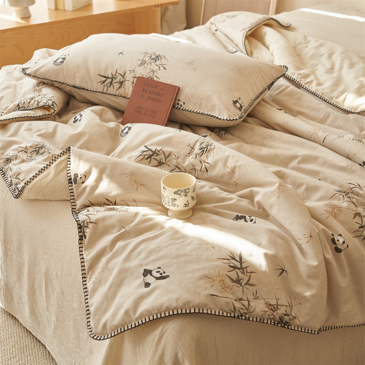 91家纺网 家纺一手货源 找家纺 恬思语家纺 2026春夏新款棉麻印花棉花夏被空调被夏凉被四件套花卉系列 竹韵