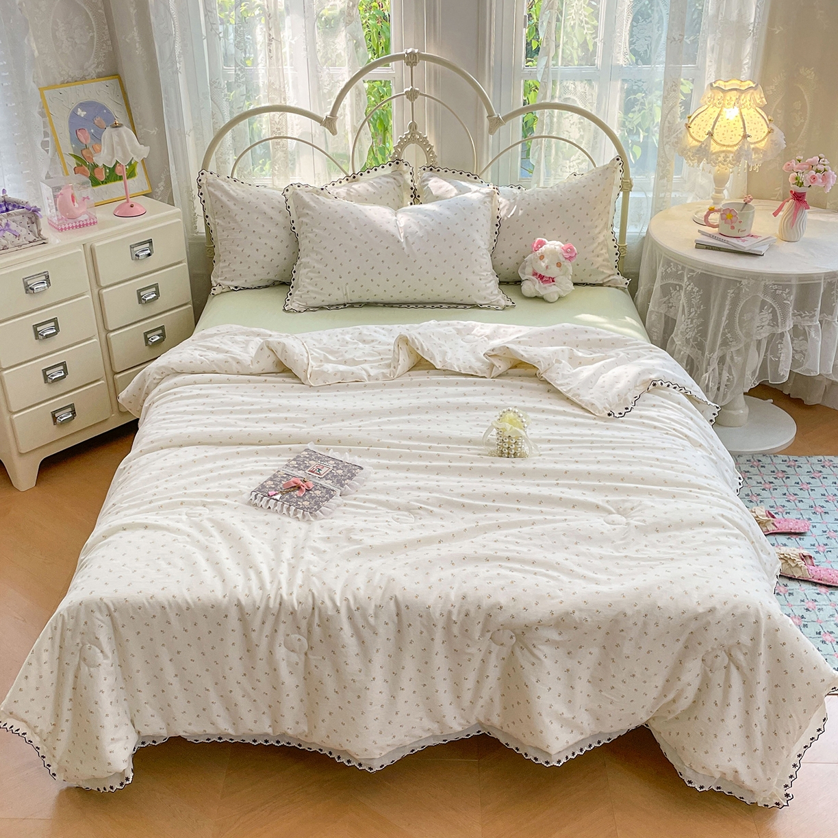 91家纺网 家纺一手货源 找家纺 （总）康纳利 2026新款全棉花边夏被古法水洗云感棉空调被夏被四件套