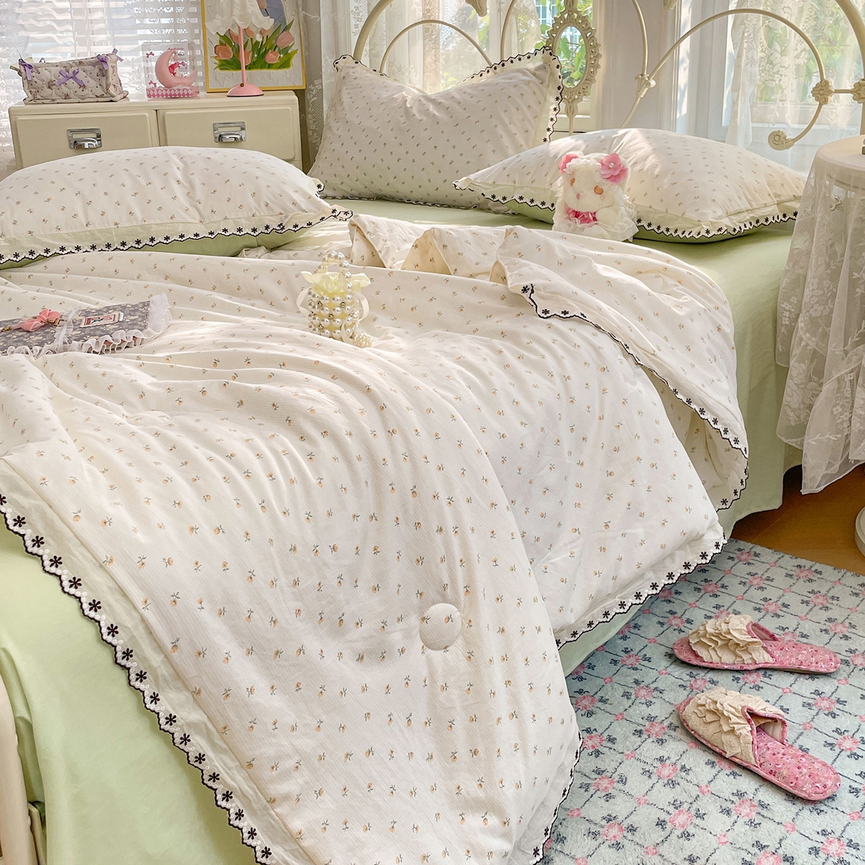 91家纺网 家纺一手货源 找家纺 （总）康纳利 2026新款全棉花边夏被古法水洗云感棉空调被夏被四件套