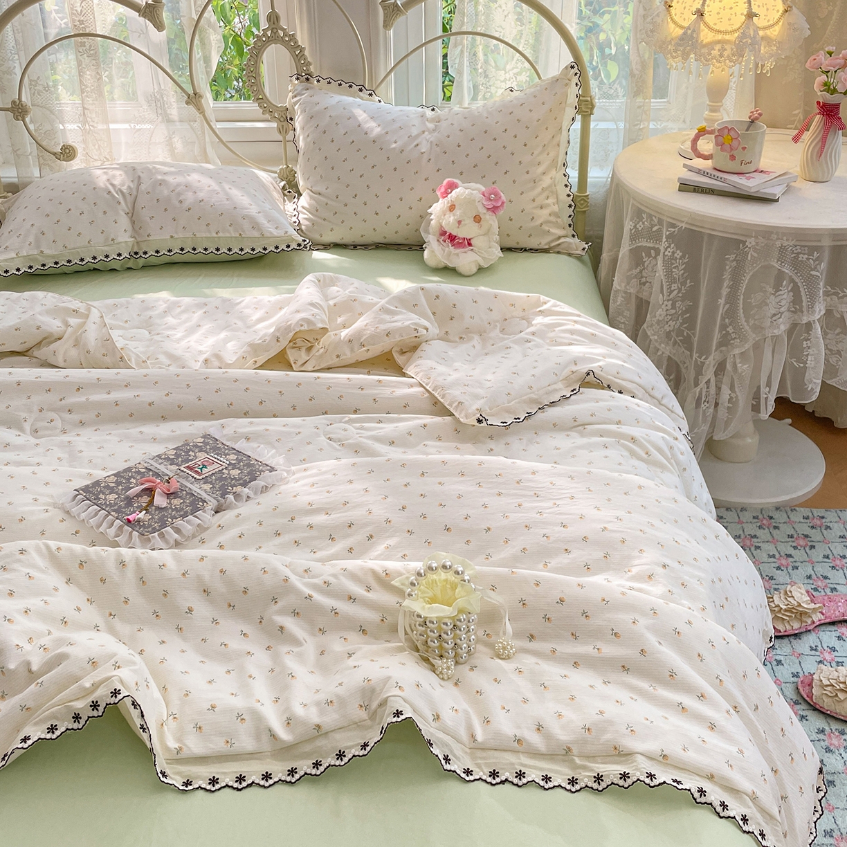 91家纺网 家纺一手货源 找家纺 （总）康纳利 2026新款全棉花边夏被古法水洗云感棉空调被夏被四件套