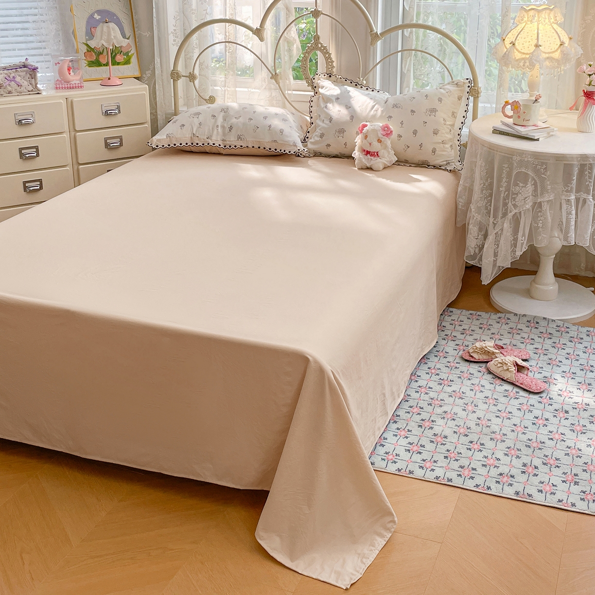 91家纺网 家纺一手货源 找家纺 康纳利 2026新款全棉花边夏被古法水洗云感棉空调被夏被四件套 浅草花语