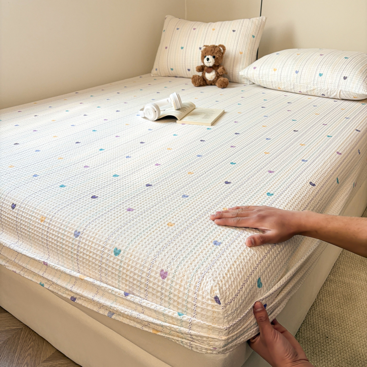 91家纺网 家纺一手货源 找家纺 （总）居眠 2026新款全棉印花华夫格床笠