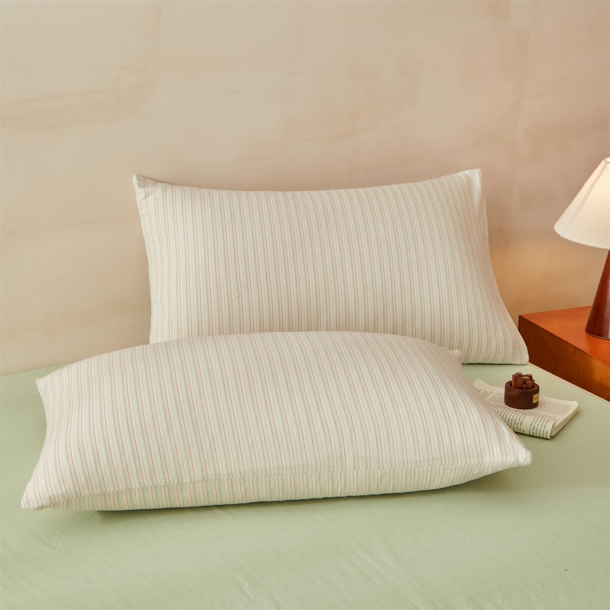 91家纺网 家纺一手货源 找家纺 恬思语家纺 2026春夏新款棉麻竖条大豆夏被夏凉被空调被素锦系列 素锦-绿