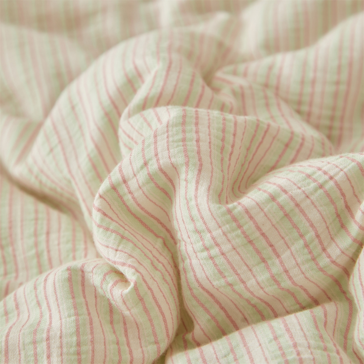 91家纺网 家纺一手货源 找家纺 恬思语家纺 2026春夏新款棉麻竖条大豆夏被夏凉被空调被素锦系列 素锦-绿