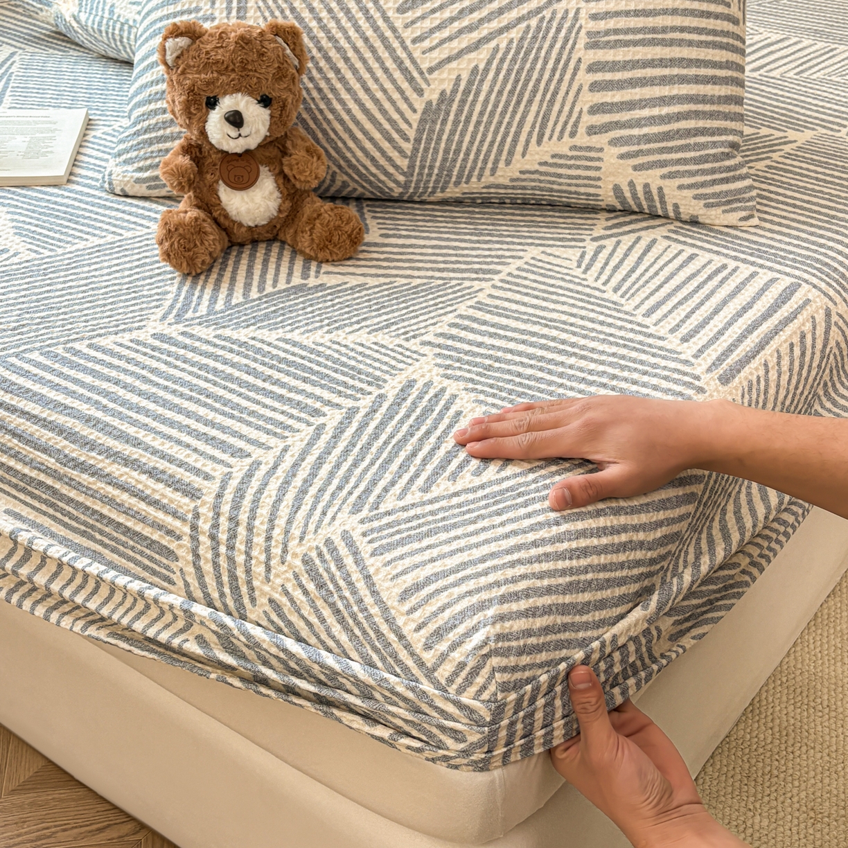 91家纺网 家纺一手货源 找家纺 （总）居眠 2026新款全棉印花华夫格床笠