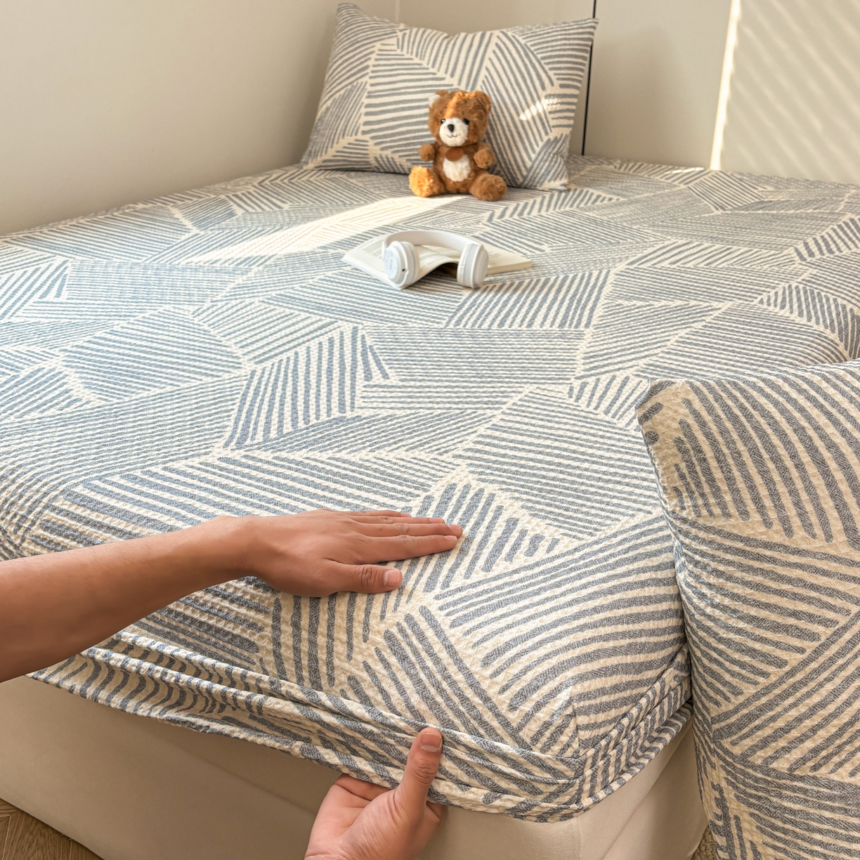 91家纺网 家纺一手货源 找家纺 （总）居眠 2026新款全棉印花华夫格床笠