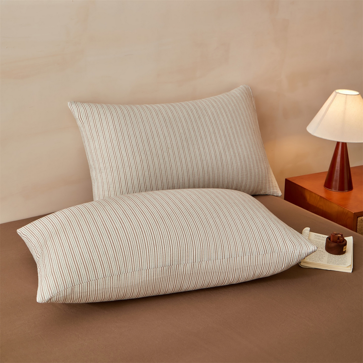 91家纺网 家纺一手货源 找家纺 恬思语家纺 2026春夏新款棉麻竖条大豆夏被夏凉被空调被素锦系列 素锦-咖