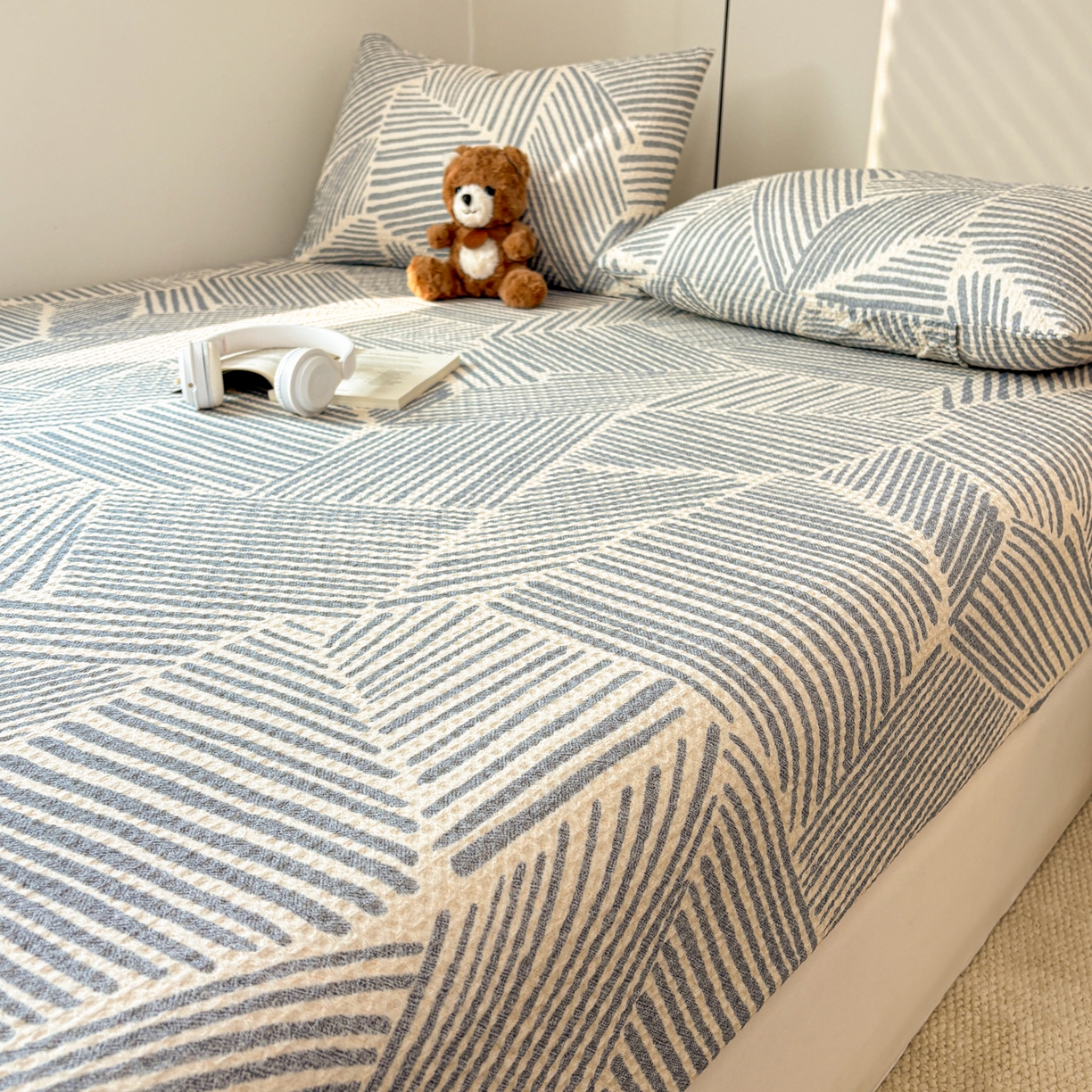 91家纺网 家纺一手货源 找家纺 （总）居眠 2026新款全棉印花华夫格床笠