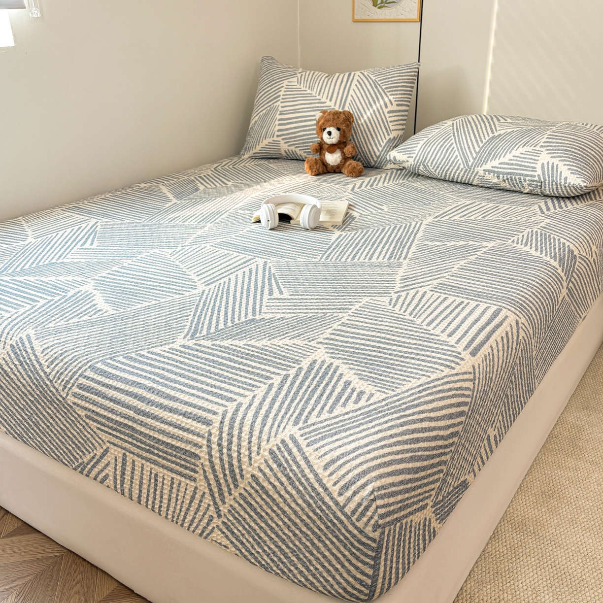 91家纺网 家纺一手货源 找家纺 （总）居眠 2026新款全棉印花华夫格床笠