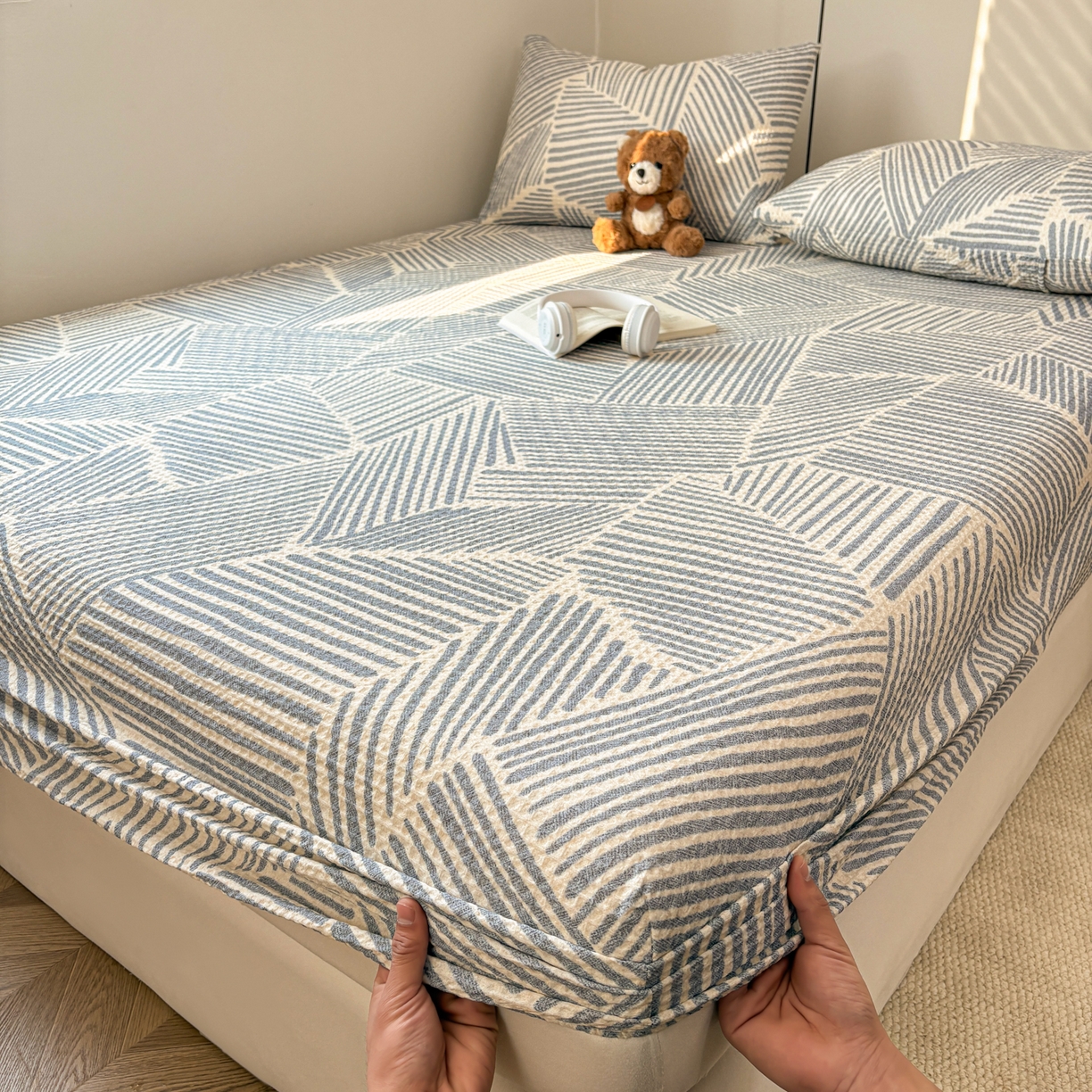 91家纺网 家纺一手货源 找家纺 （总）居眠 2026新款全棉印花华夫格床笠