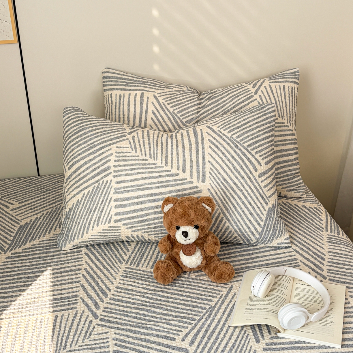 91家纺网 家纺一手货源 找家纺 居眠 2026新款全棉印花华夫格床单 简森兰