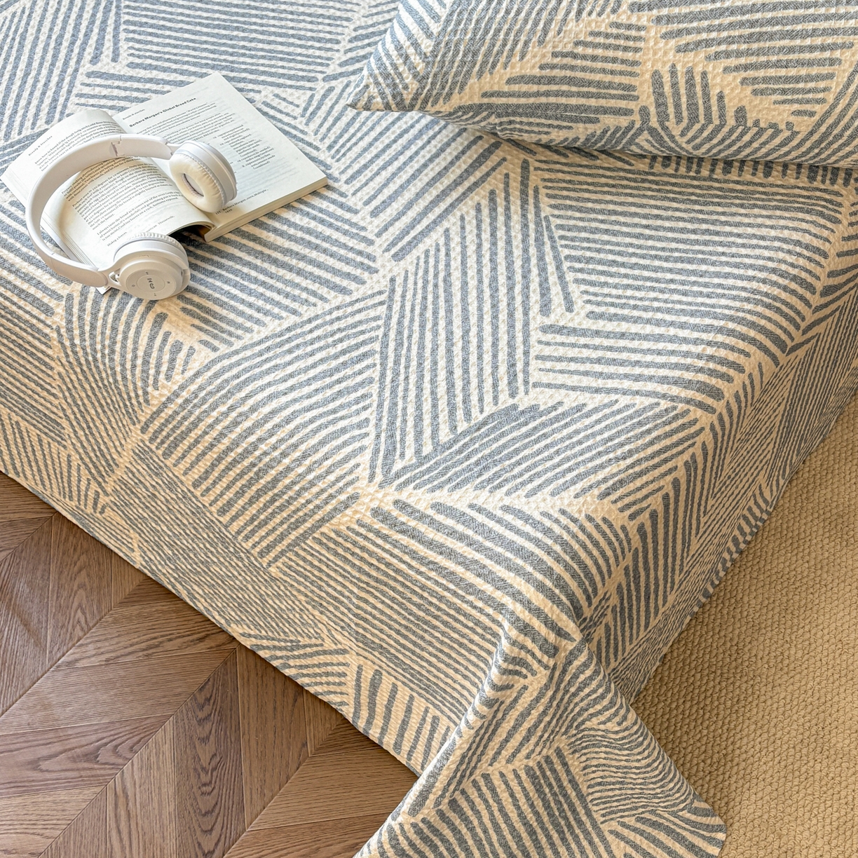 91家纺网 家纺一手货源 找家纺 （总）居眠 2026新款全棉印花华夫格床单