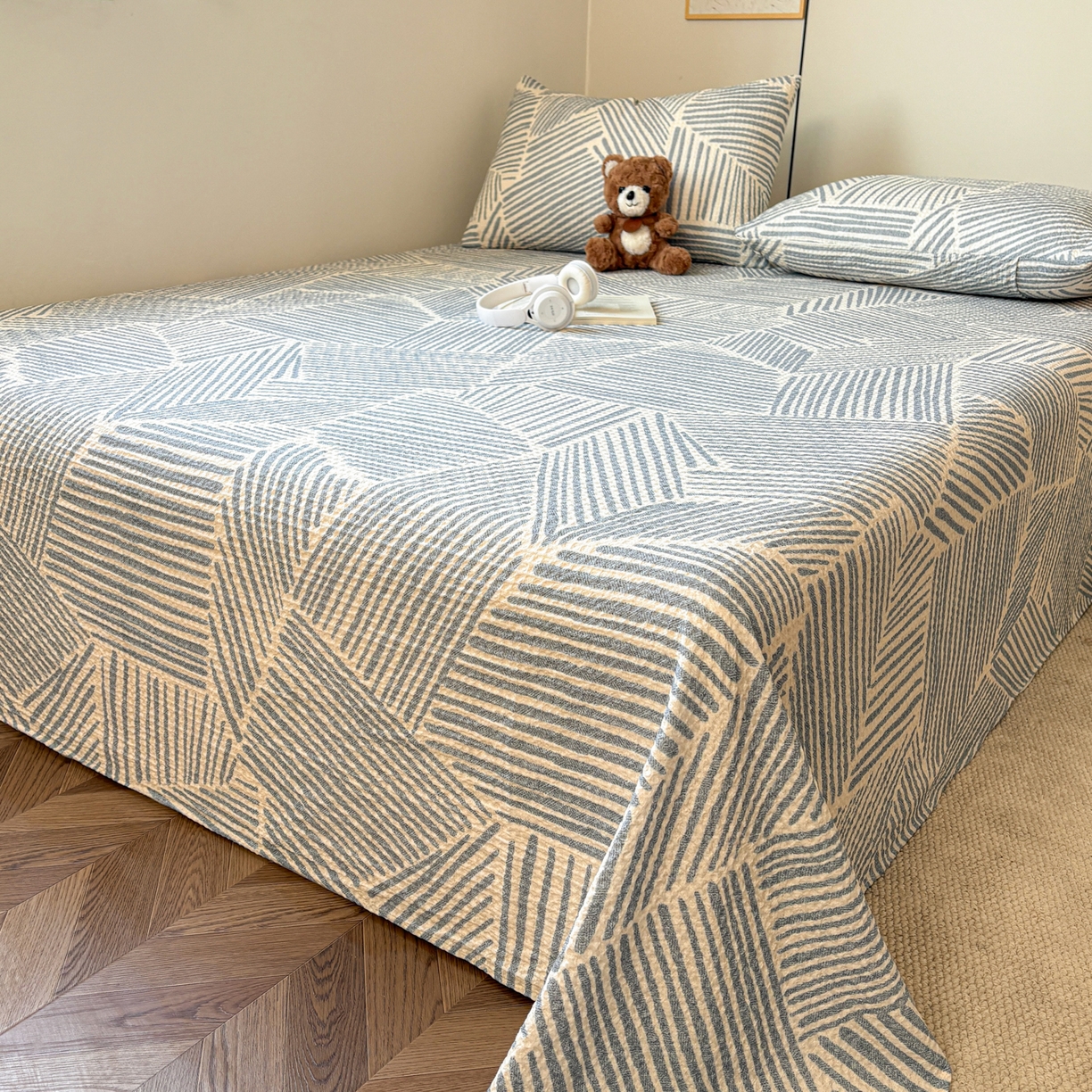 91家纺网 家纺一手货源 找家纺 （总）居眠 2026新款全棉印花华夫格床单