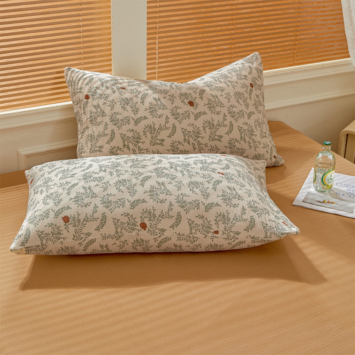 91家纺网 家纺一手货源 找家纺 恬思语家纺 2026春夏新款里外全棉皱皱纱印花棉花夏被夏凉被空调被 甜柚