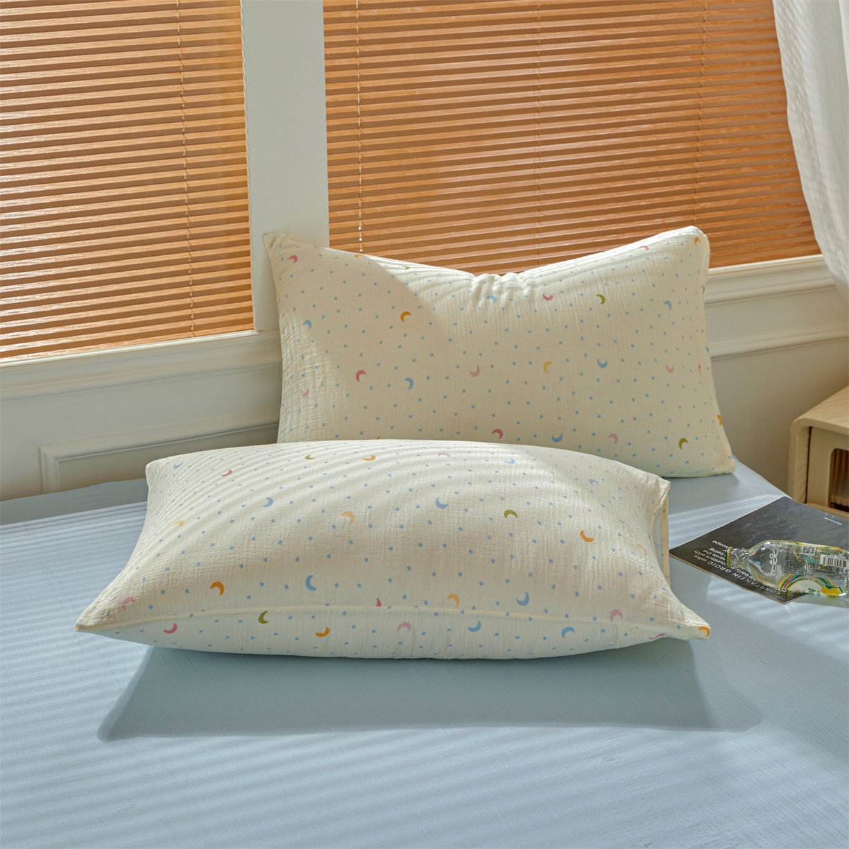 91家纺网 家纺一手货源 找家纺 恬思语家纺 2026春夏新款里外全棉皱皱纱印花棉花夏被夏凉被空调被 月伴湾