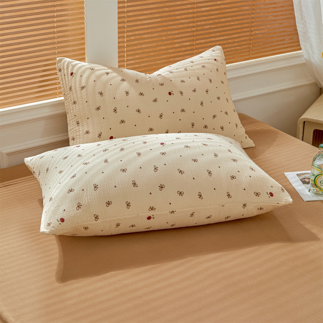 91家纺网 家纺一手货源 找家纺 恬思语家纺 2026春夏新款里外全棉皱皱纱印花棉花夏被夏凉被空调被 同心结