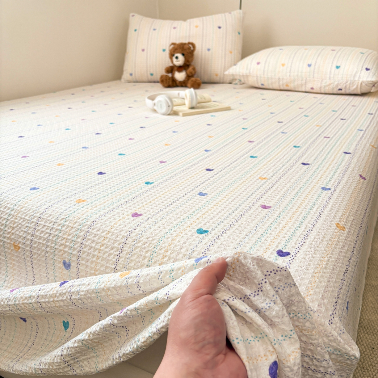 居眠 2026新款全棉印花华夫格床单 伊柠