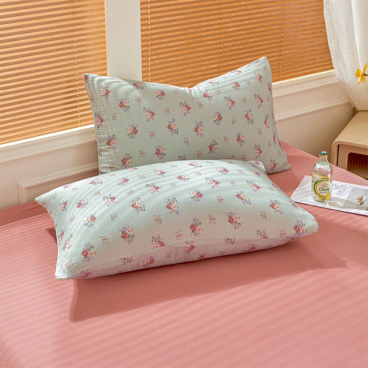 91家纺网 家纺一手货源 找家纺 恬思语家纺 2026春夏新款里外全棉皱皱纱印花棉花夏被夏凉被空调被 醉嫣然