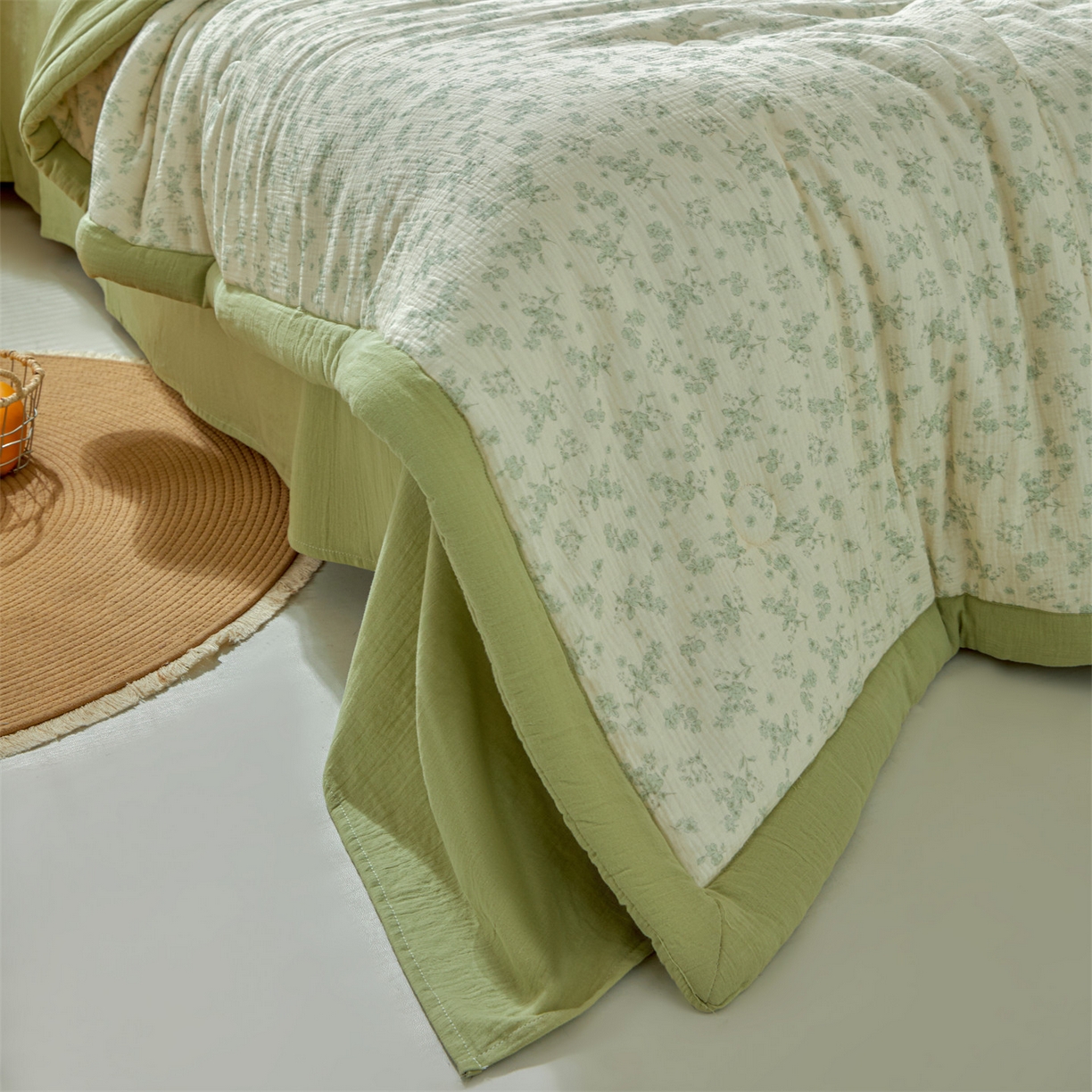 91家纺网 家纺一手货源 找家纺 恬思语家纺 2026春夏新款里外全棉皱皱纱印花棉花夏被夏凉被空调被 林兮