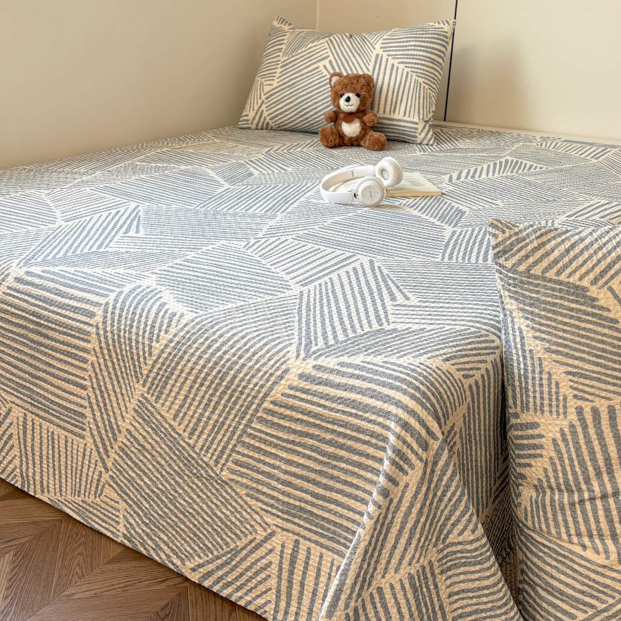 91家纺网 家纺一手货源 找家纺 （总）居眠 2026新款全棉印花华夫格床单