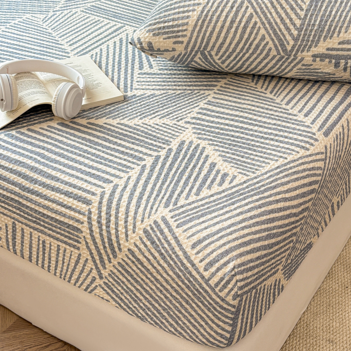 91家纺网 家纺一手货源 找家纺 （总）居眠 2026新款全棉印花华夫格床笠