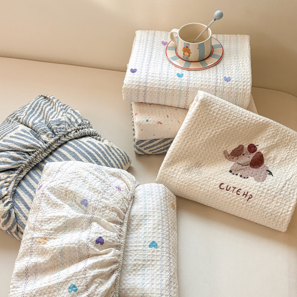 91家纺网 家纺一手货源 找家纺 （总）居眠 2026新款全棉印花华夫格床笠