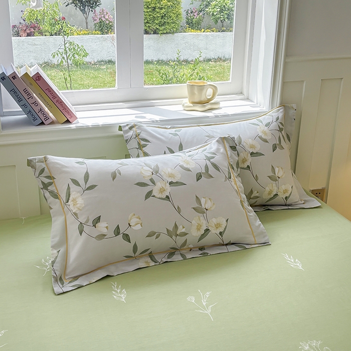 91家纺网 家纺一手货源 找家纺 宇彬家纺 2026新款13070A类全棉纯棉印花床单床款四件套和单被套-一字绣工艺款系列 一字绣 白藤