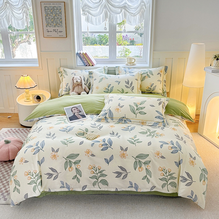 宇彬家纺 2026新款13070A类全棉纯棉印花床单床款四件套和单被套-一字绣工艺款系列 一字绣 风吹一夏