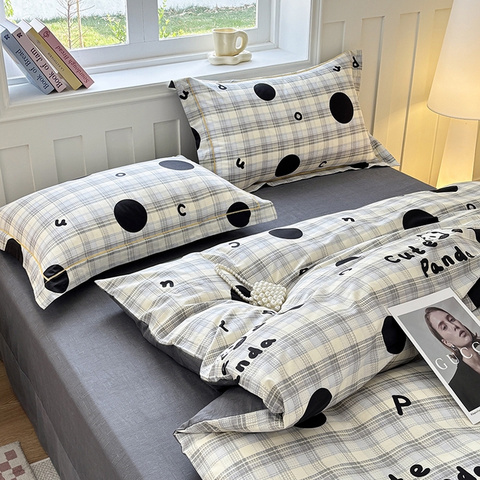 91家纺网 家纺一手货源 找家纺 宇彬家纺 2026新款13070A类全棉纯棉印花床单床款四件套和单被套-一字绣工艺款系列 一字绣 琉璃熊猫