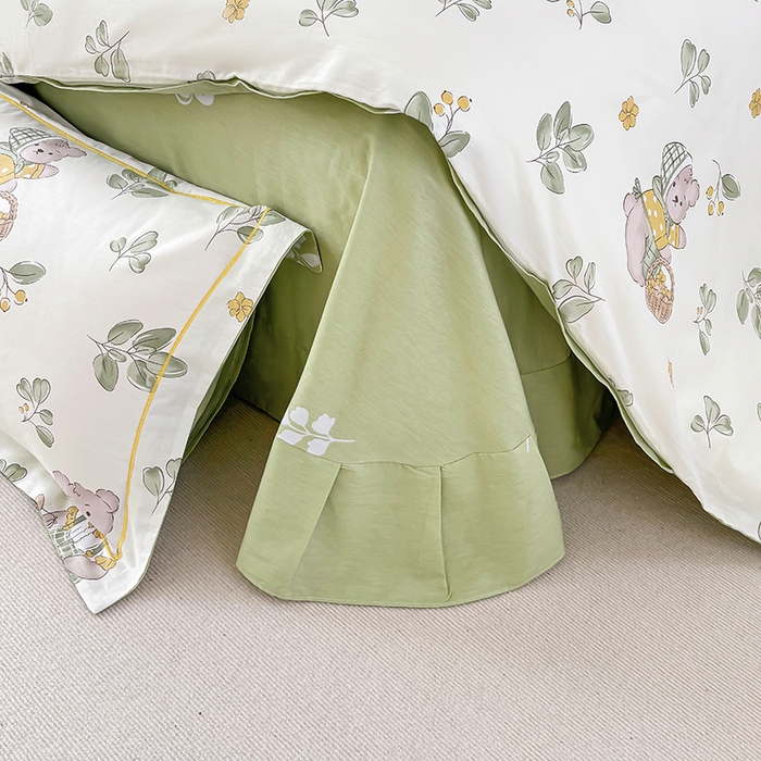 91家纺网 家纺一手货源 找家纺 宇彬家纺 2026新款13070A类全棉纯棉印花床单床款四件套和单被套-一字绣工艺款系列 一字绣 米粒熊