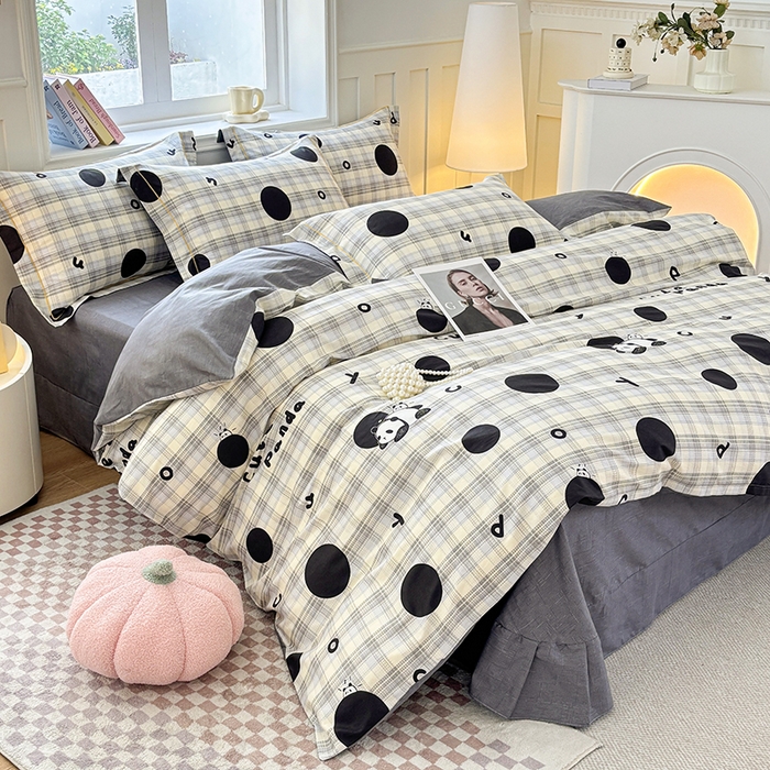 91家纺网 家纺一手货源 找家纺 宇彬家纺 2026新款13070A类全棉纯棉印花床单床款四件套和单被套-一字绣工艺款系列 一字绣 琉璃熊猫