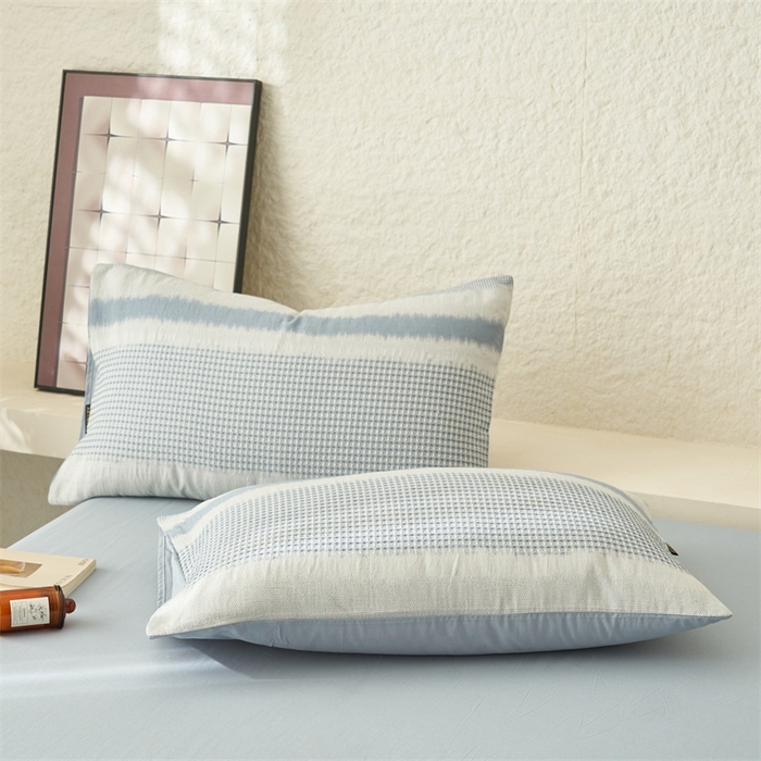 91家纺网 家纺一手货源 找家纺 恬思语家纺 2026春夏新款A类全棉色织大提花棉花夏凉被空调被夏被 洛川-蓝