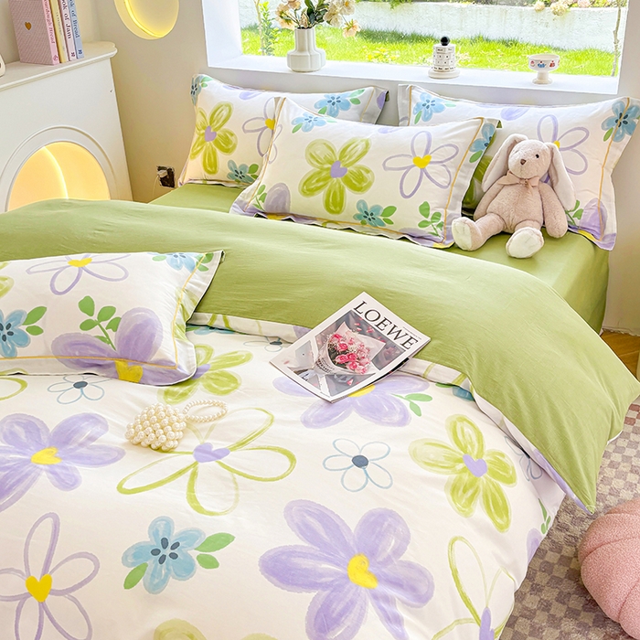 91家纺网 家纺一手货源 找家纺 宇彬家纺 2026新款13070A类全棉纯棉印花床单床款四件套和单被套-一字绣工艺款系列 一字绣 浔彩