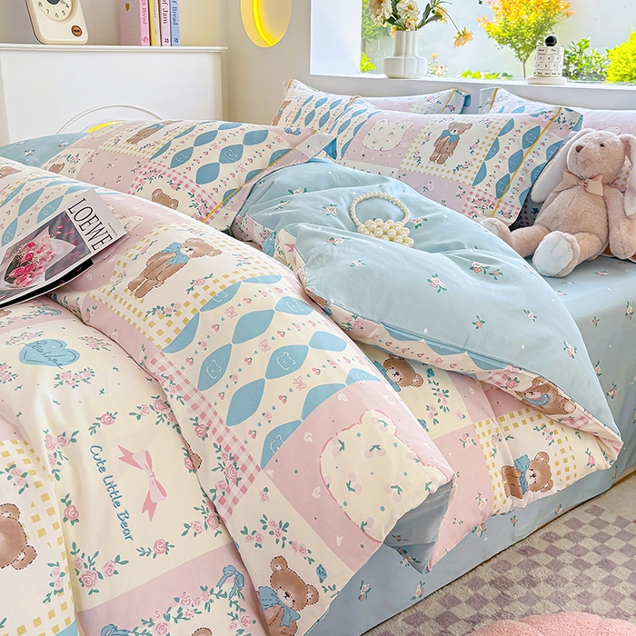 91家纺网 家纺一手货源 找家纺 宇彬家纺 2026新款13070A类全棉纯棉印花床单床款四件套和单被套-一字绣工艺款系列 一字绣 春日游园