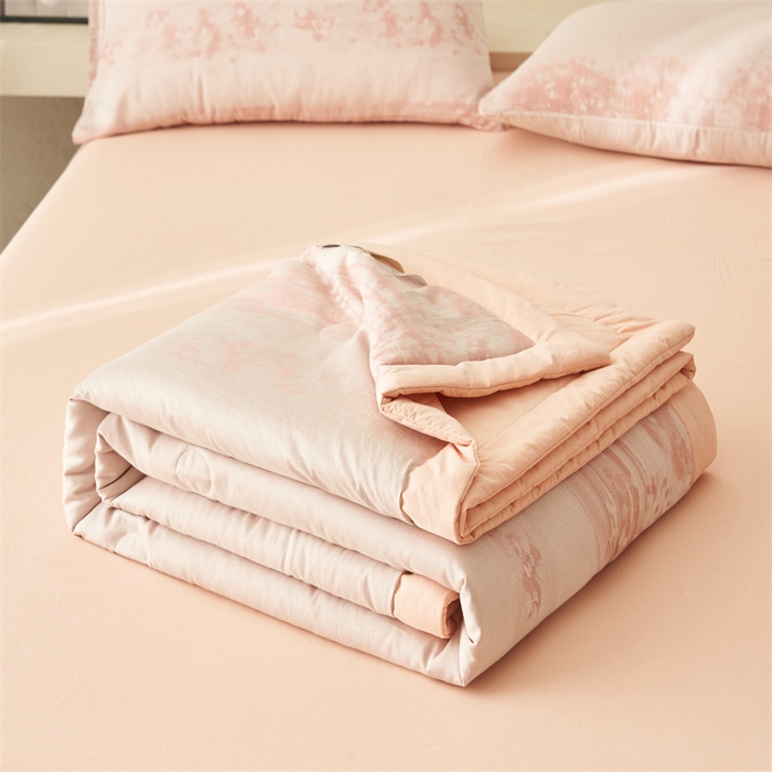 91家纺网 家纺一手货源 找家纺 恬思语家纺 2026春夏新款A类全棉色织大提花棉花夏凉被空调被夏被 墨凡-粉